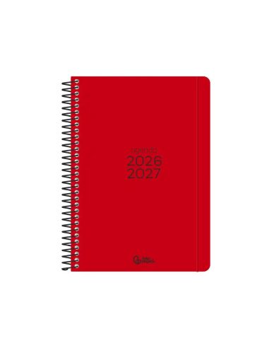 Agenda escolar liderpapel 26-27 espiral basic 2 dias pagina a5 bilingue 70g papel fsc rojo.