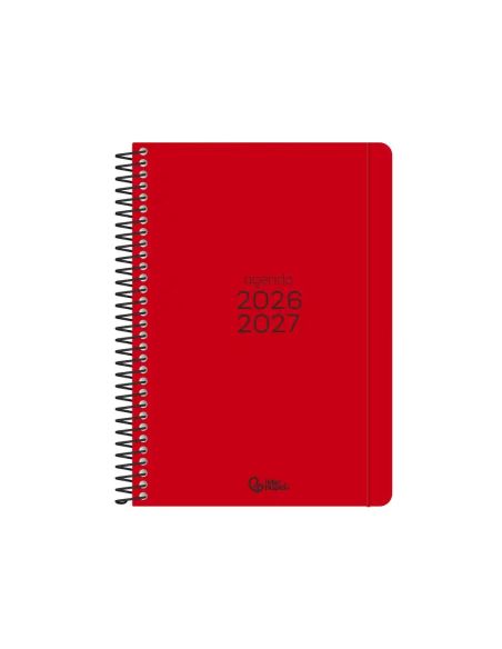 Agenda escolar liderpapel 26-27 espiral basic 2 dias pagina a5 bilingue 70g papel fsc rojo.