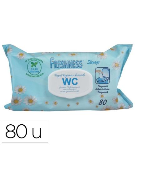 Papel Higienico Humedo Freshness Paquete Con Tapa De 80 Unidades